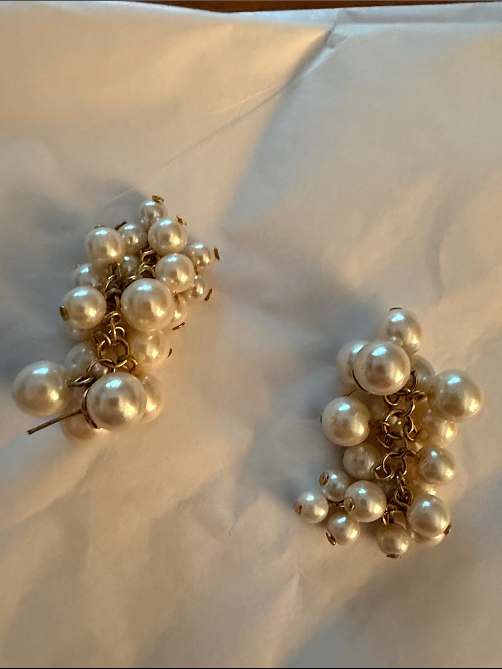 European Culture Gold-Tone Cluster Pearl Drop Earrings
